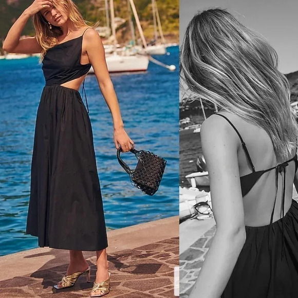 J. Crew Collection black cut out midi dress open back NWT size 18 - Picture 1 of 8